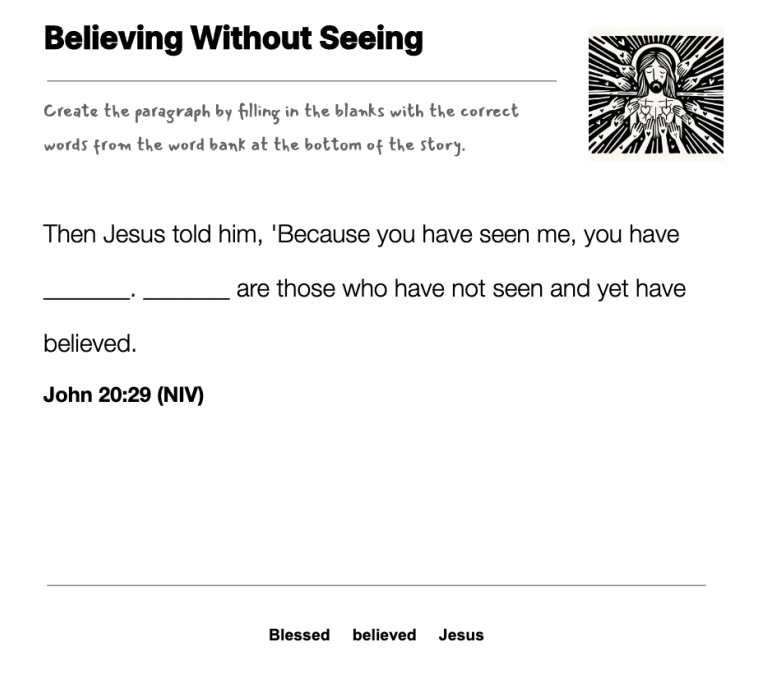 Believing Without Seeing fill-in-the-blank